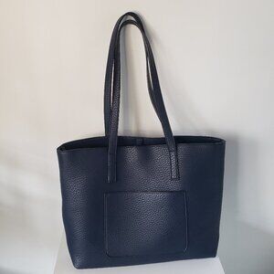 Navy Blue Leather Satchel Purse w/ accessory bag